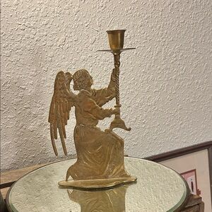 Holiday Minimalist Brass Angel Candle Holder